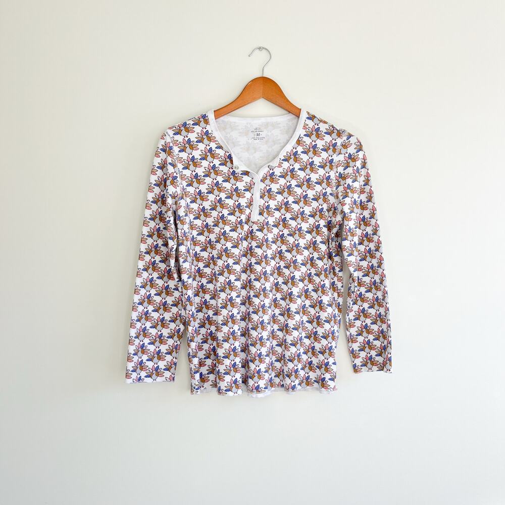 Roller Rabbit Turkey Gobble Pima Cotton Pajama Printed Top, Size Medium